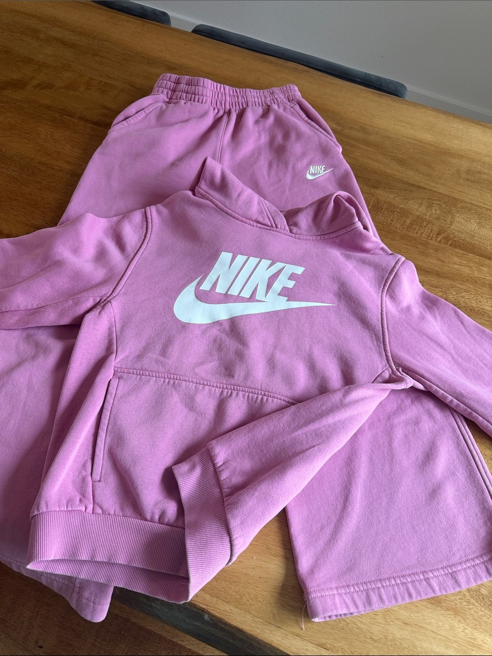 Nike Kids Pink Hoodie & Joggers Set - Pink & White Logo